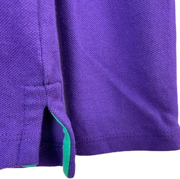 Ralph Lauren Purple Long Sleeve Pique Polo w/ Yellow and Teal Trim Size L(12-14) - Picture 5 of 6